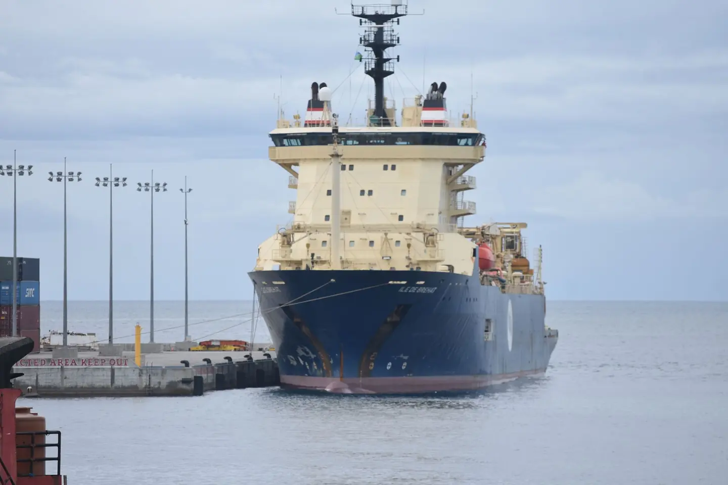 Cable-laying ship, Ile de Brehat at the port of Honiara.