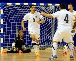New Zealand's Dylan Manickum celebrates one of his five goals.