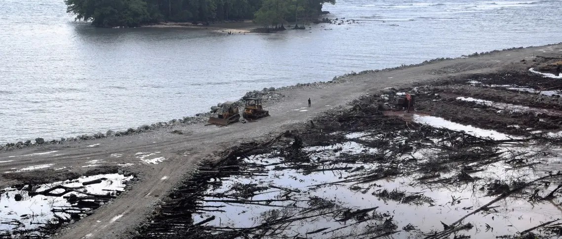 Mangroves removed for log pond construction in East Are'Are, Malaita Province, Solomon Islands.