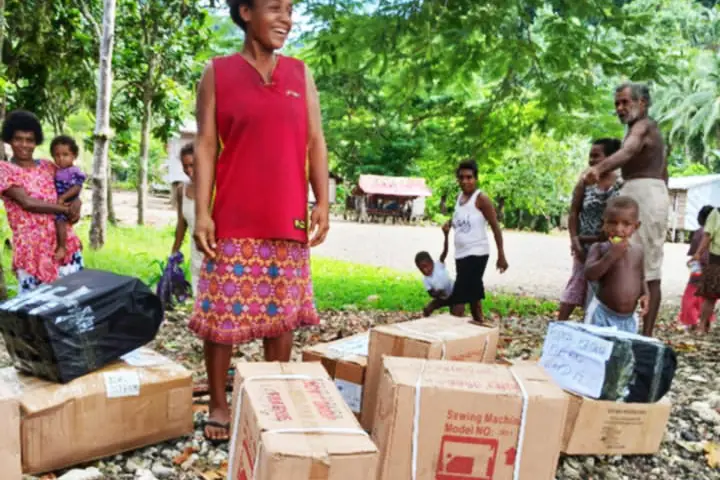Some of the women received sewing machines for their sewing business, supported under the income-generating initiatives.