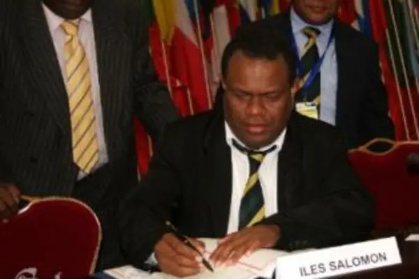 Minister of Planning and Aid Coordination, Hon. Steve Abana was amongst the first to sign the Second Revised Cotonou Agreement in Burkina Faso.