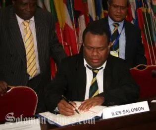 Minister of Planning and Aid Coordination, Hon. Steve Abana was amongst the first to sign the Second Revised Cotonou Agreement in Burkina Faso.