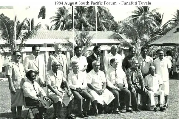 Leaders of the then South Pacific Forum during its meeting in Funafuti, Tuvalu, in 1984.