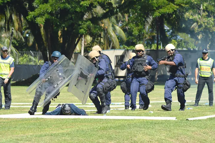 Members of the RSIP Response team at training under the Regional Assistance Mission to Solomon Islands.