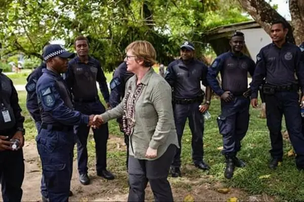 Australian Defense Minister, Hon. Linda Reynolds meets PRT officers participating in the Exercise Coastwatchers 2019 at Taro.