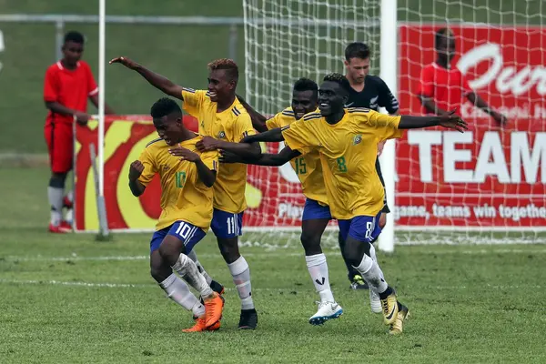 Solomon Island team celebrates after the win.