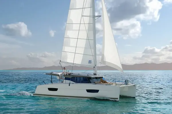 The yacht is similar in size and color to the one pictured.
