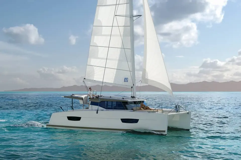 The yacht is similar in size and color to the one pictured.