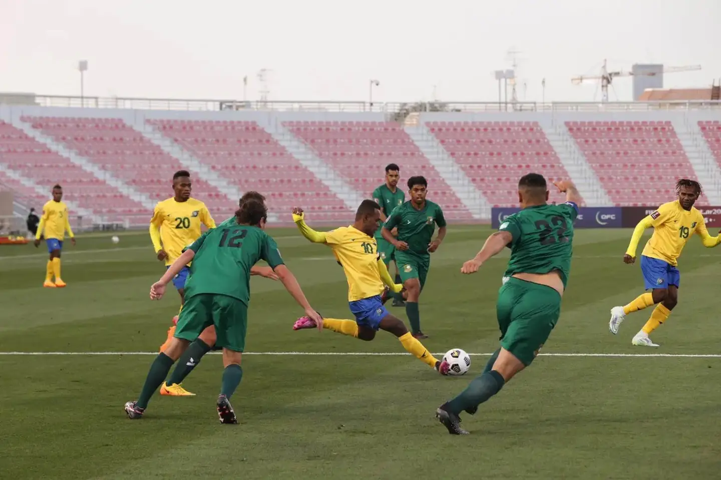 Solomon Islands captain Micah Lea'alafa gets a shot away.