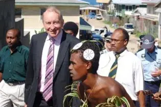 Sir Albert Palmer CBE, who officially opened the court house with the unveiling of a carving of the Solomon Islands coat of arms, described it as 'the face of justice' in the country.