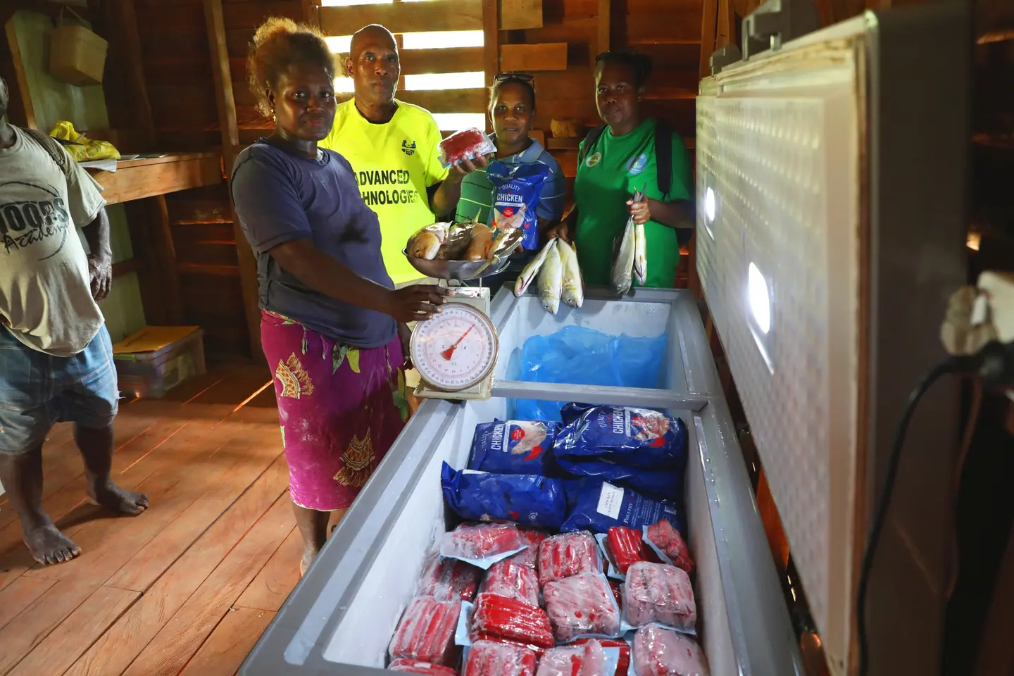 One of the deep freezer sets funded by the constituency with CDF for Hautahe Women Association under the income generating initiative. This set which cost about $59,000 include 6x350 watts solar panel including batteries.