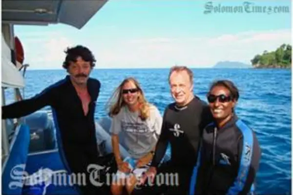 USP and GIT scientists on a bio-prospecting expedition on Tetepare Island in Solomon Islands. (L-R): Mr Klaus Feussner, Ms Claire Dell, Professor Mark Hay and Dr Katy Soapi.