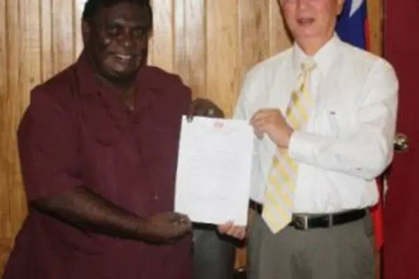 Prime Minister Danny Philip together with Ambassador Wu during the ceremony last week.