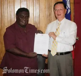 Prime Minister Danny Philip together with Ambassador Wu during the ceremony last week.