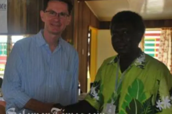 RAMSI Special Coordinator and Choieul's Premier, Jackson Kiloe during the Premier's conference on Choiseul.