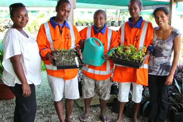 Training officer Junita Pige, trainee Lawrencia Beata, nursery officer Serah Hori, trainee Sharon Riasi and Executive Officer Tiffany Tuhaika.