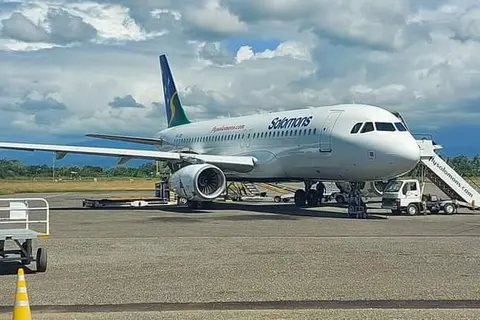 Solomon Airlines touches down with the AstraZeneca vaccine.