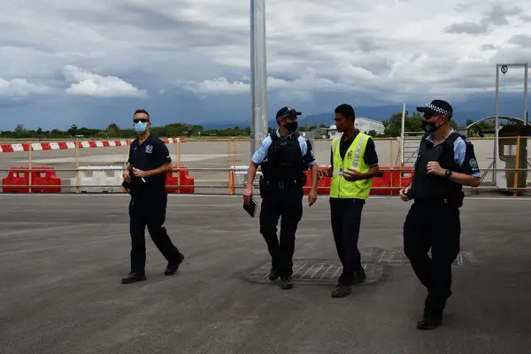 Inspector Lyddiard said the visit with RSIPF to the new terminal has provided the opportunity to get a feel of the aviation security environment there. The provision of safe and secure movement of people and freight through the new terminal will be very important, particularly during the Pacific Games.