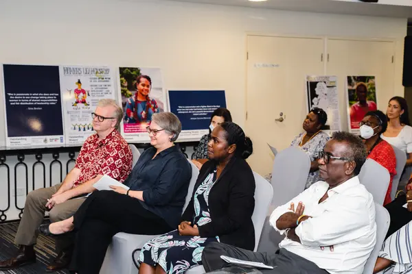 L-R Mr. Michael Burke, UNDP Chief Technical Advisor, Ms Sally-Anne Vincent, acting Australian High Commissioner, Hon. Lanelle Tanangada, Minister of Education and Dr Transform Aqorau VC of SINU.