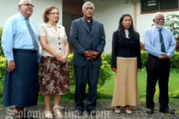Mr. Ratu Joni Madraiwiwi of Fiji; Ms. Sofia Macher of Peru (Deputy Chair); Fr. Sam Ata of Solomon Islands (Chair); Mr. George Kejoa of Solomon Islands and Ms. Carolyn Laore of Solomon Islands.
