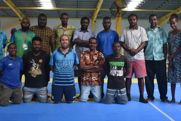 The 9 Guadalcanal Provincial School teachers and the High-Performance Talent Pathways department staff.