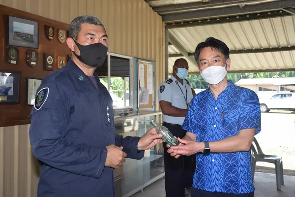 Japan's Honourable Vice Minister for Foreign Affairs Mr. Uesugi Kentaro during his visit to Hells Point, East of Honiara.