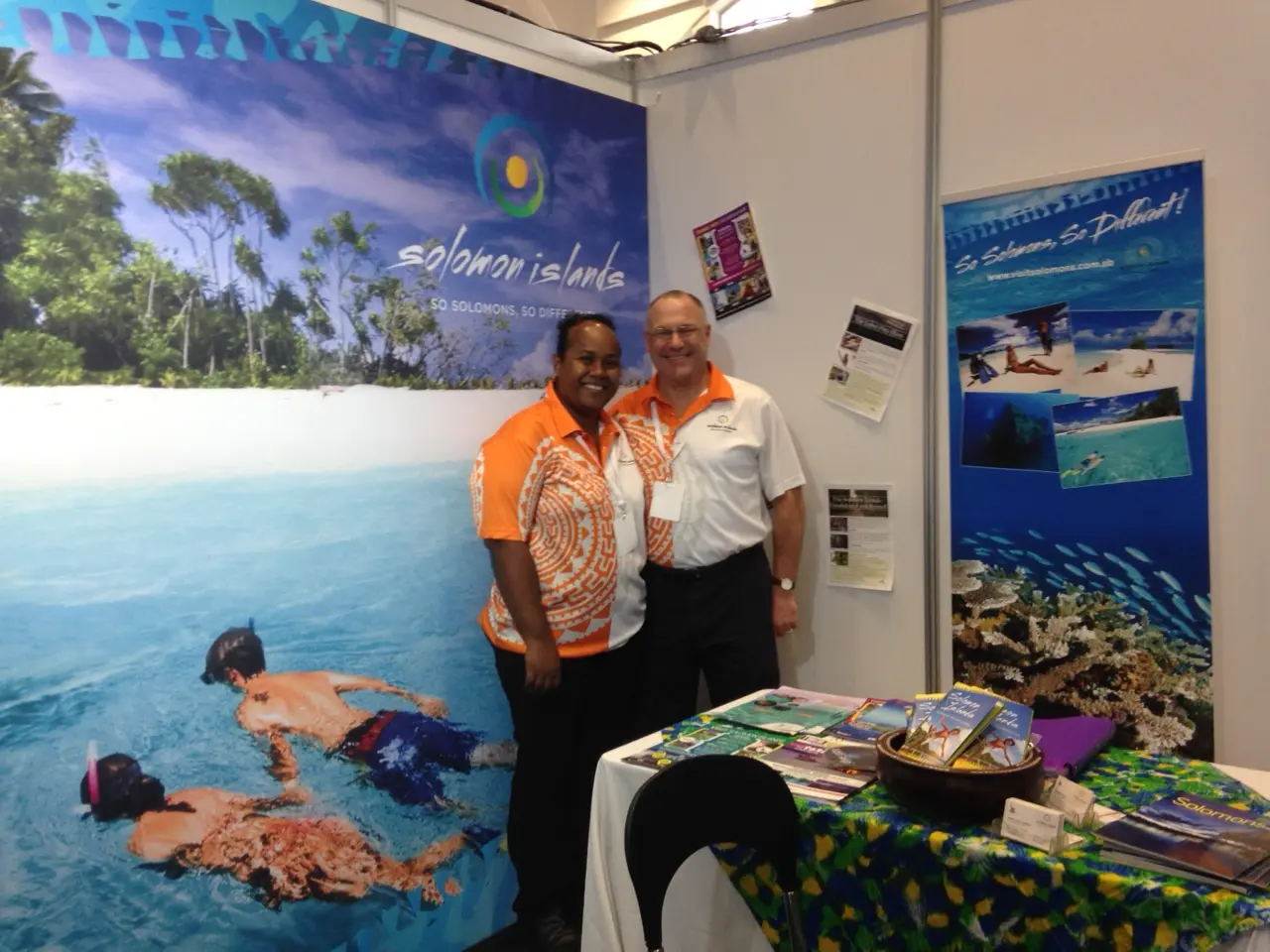 SIVB team participating at the 2015 Travel Industry Exhibition in Sydney, from left, SIVB marketing officer, Stella Lucas and SIVB Australia & New Zealand marketing representative, Richard Hankin.