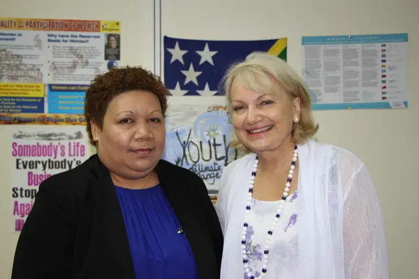 Ambassador for Women and Girls Dr Sharman Stone and Minister for Women, Youth Children and Family Affairs the Hon Freda Soriacomua.