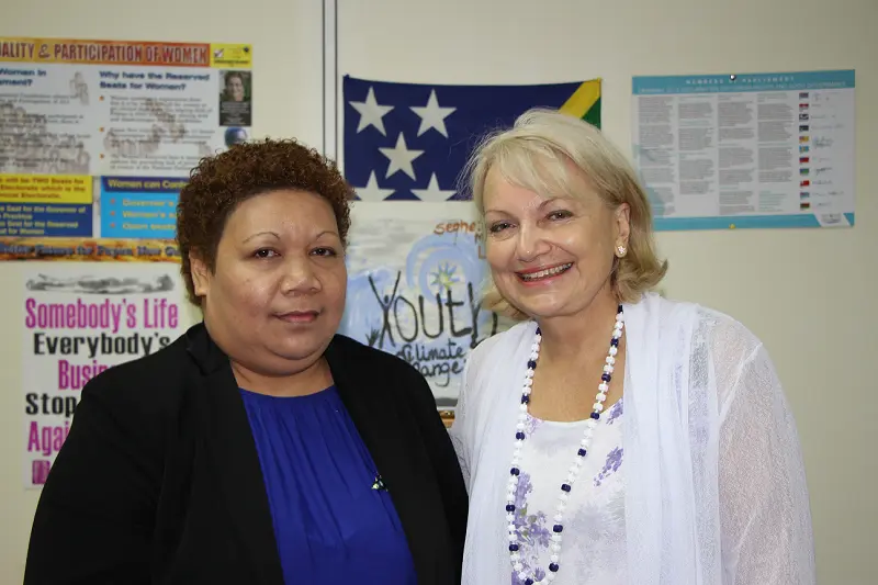 Ambassador for Women and Girls Dr Sharman Stone and Minister for Women, Youth Children and Family Affairs the Hon Freda Soriacomua.