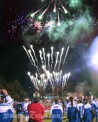 Fireworks display mark the closing of the 2009 Pacific Mini Games.