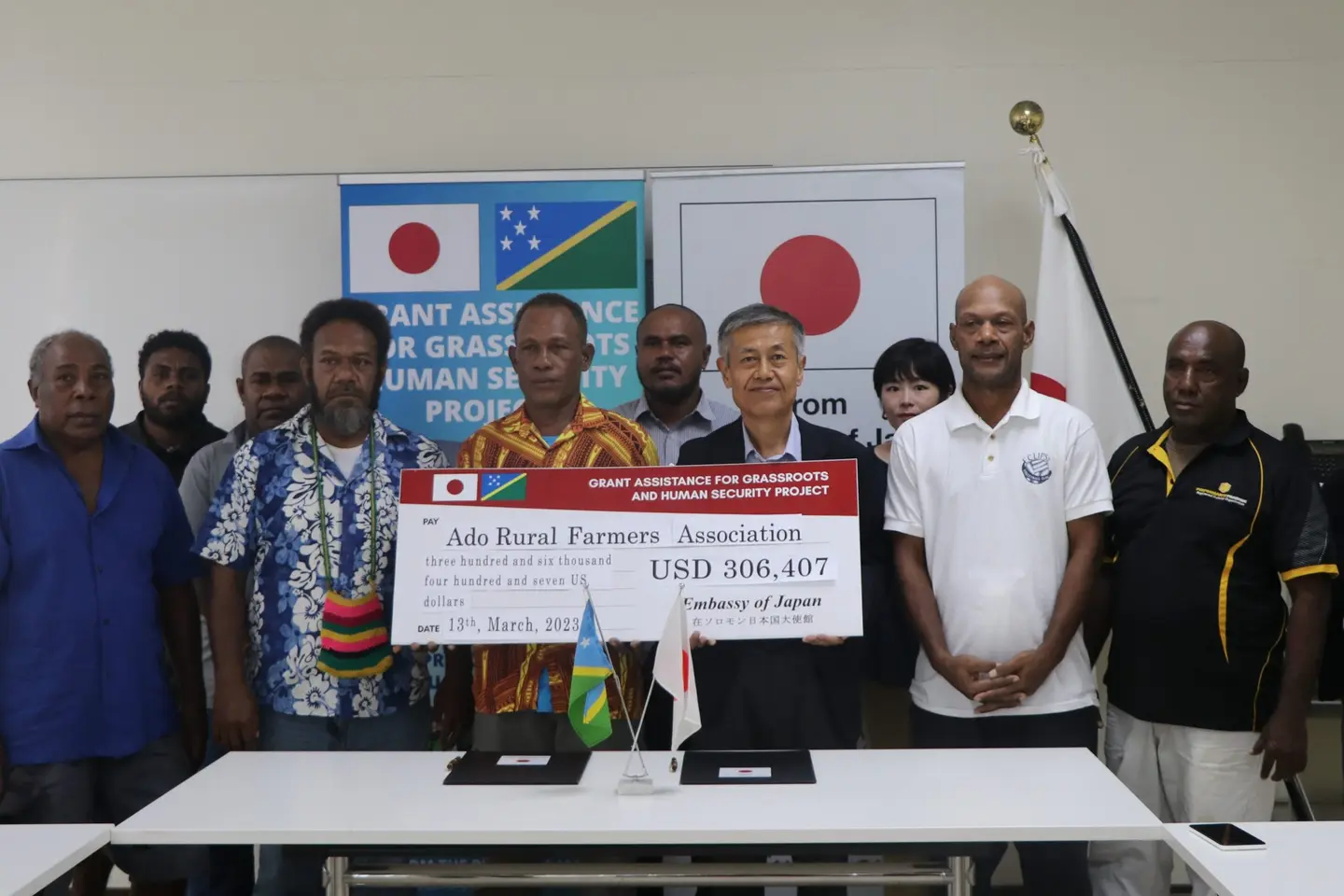 Speaking at the grant signing, Japanese Ambassador to Solomon Islands, HE. Miwa Yoshiaki says, providing essential infrastructures is one of the priority areas of the Grassroots and Human Security Project.