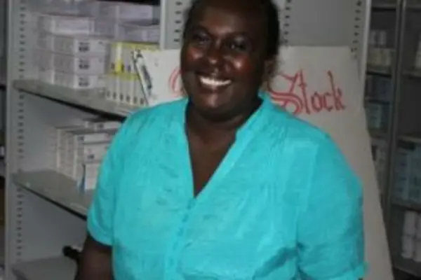 Ms. Zinihite at work in the National Referral Hospital.