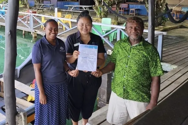 The handover includes a 60-horsepower outboard motor engine, a 23-ft Yamaha Ray Boat, a boat trailer, two Emergency Position Indicating Radio Beacons (EPIRBs), four life jackets, and fuel containers.