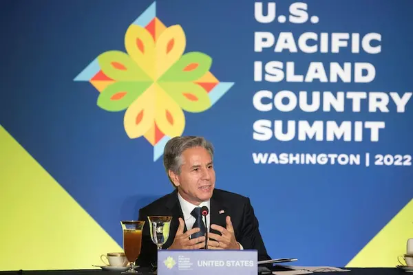 Mr Blinken greeted each of the Pacific Island leaders gathered in a diplomatic reception room at the State Department at the opening of the summit, before pledging closer cooperation with the region.