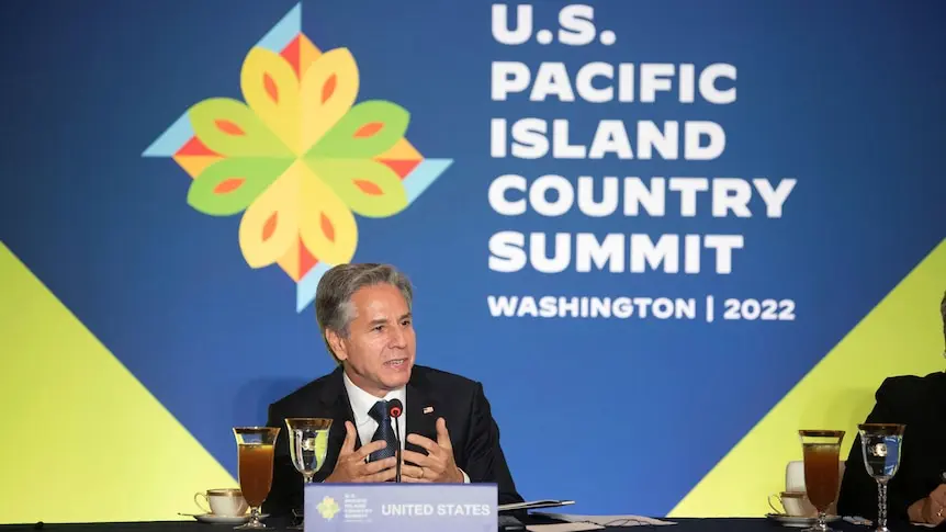 Mr Blinken greeted each of the Pacific Island leaders gathered in a diplomatic reception room at the State Department at the opening of the summit, before pledging closer cooperation with the region.