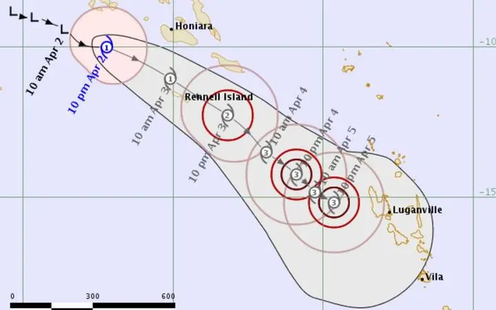 Harold a Category one cyclone is moving towards Rennel and Bellona and gaining strength.