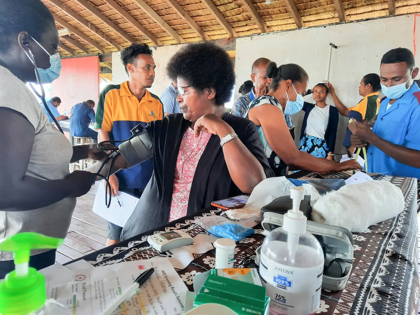 Blood pressure tests were conducted by medical staff from the National Referral Hospital.