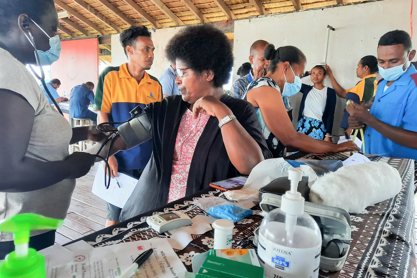 Blood pressure tests were conducted by medical staff from the National Referral Hospital.