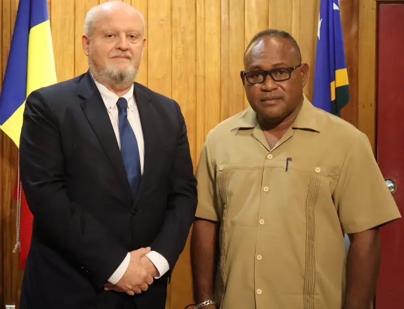 H.E Radu Gabriel Safta and PM Acting Honorable Manasseh Maelanga.