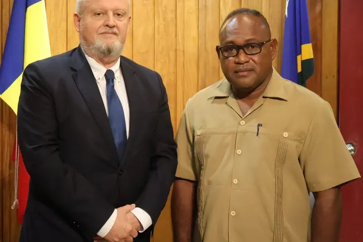 H.E Radu Gabriel Safta and PM Acting Honorable Manasseh Maelanga.