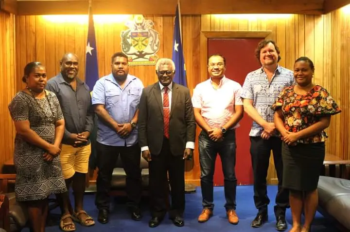Representatives from SICCI and Prime Minister Hon Manasseh Sogavare.