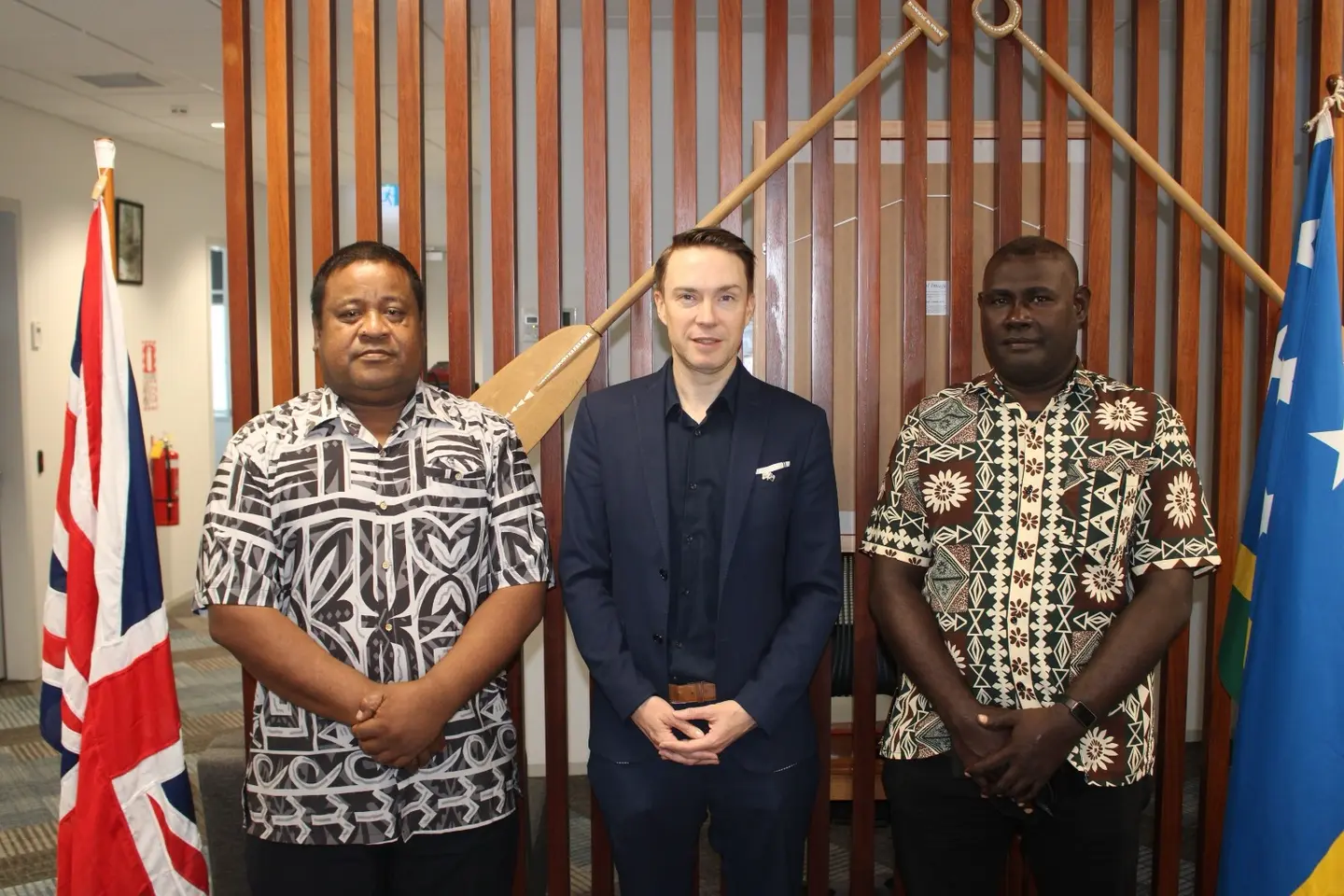 British High Commissioner Acting Cameron Millar meeting the RSIPF officers at the British High Commission before their travel to the United Kingdom.