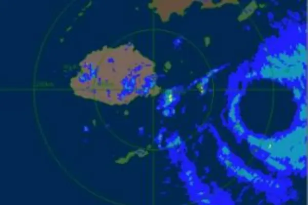 Radar image showing the relatively large eye of TC Tomas.