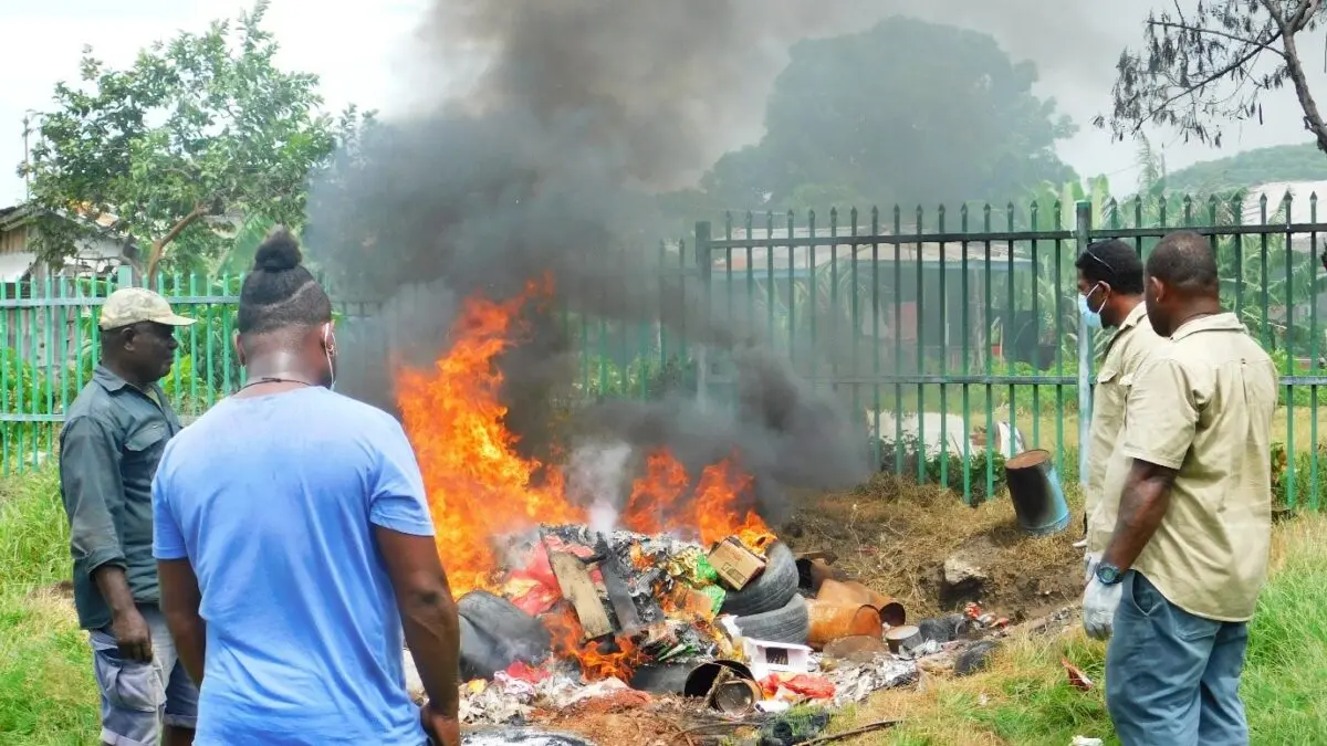 The goods were destroyed at the MAL Biosecurity Quarantine site at Ranadi, East Honiara.