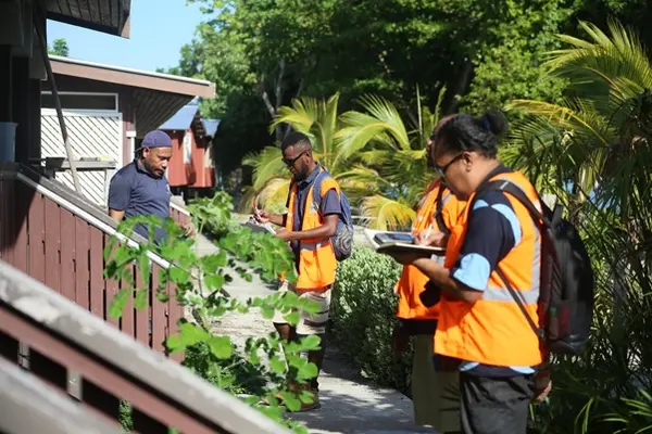 Government architects inspecting the Nusatupe Island Accommodation for quarantine purposes.