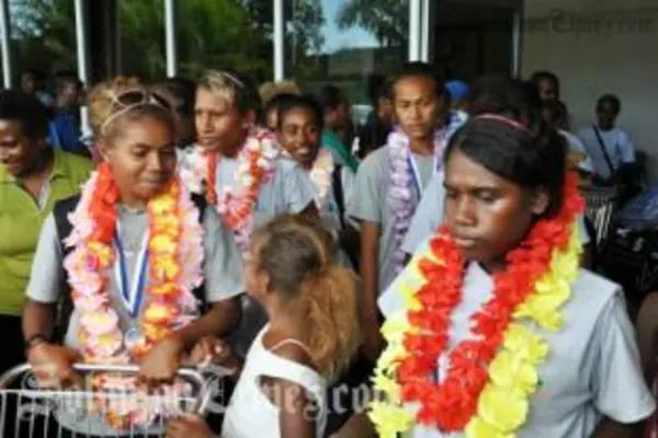The Solomon Islands National Women's U-17 Team during their arrival this week.