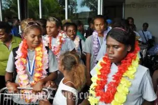 The Solomon Islands National Women's U-17 Team during their arrival this week.