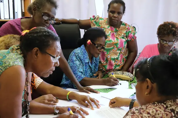 Women from Western Province at a dialogue prep session.