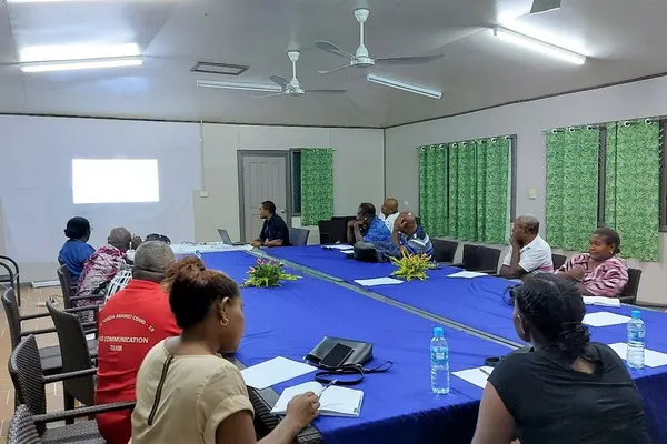 Isabel Provincial Health Director Dr Tony Quity (front) delivering his presentation on status of health system at Isabel and the current challenges.