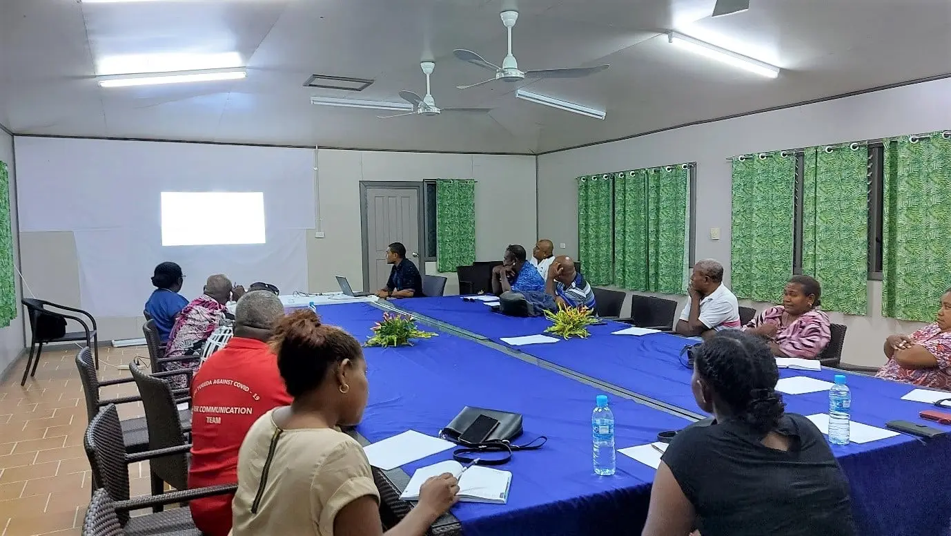 Isabel Provincial Health Director Dr Tony Quity (front) delivering his presentation on status of health system at Isabel and the current challenges.